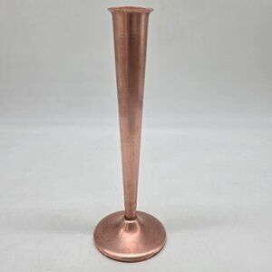 Vintage Weighted Copper Bud Vase 8.25" Tall Slim Tapered Design
